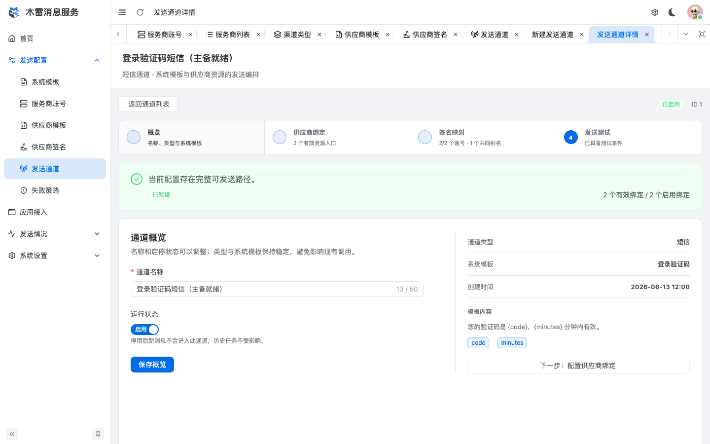 通道详情概览