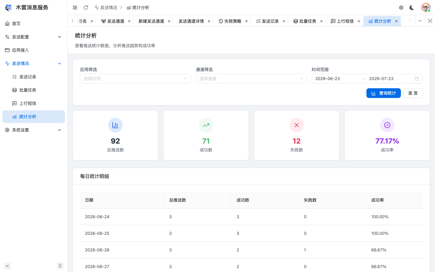 统计分析页面